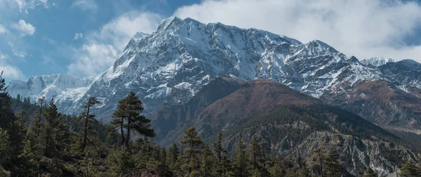 Panorama Delle Montagne Trekking Circuito Dell Annapurna Valle Del Fiume — Foto Stock