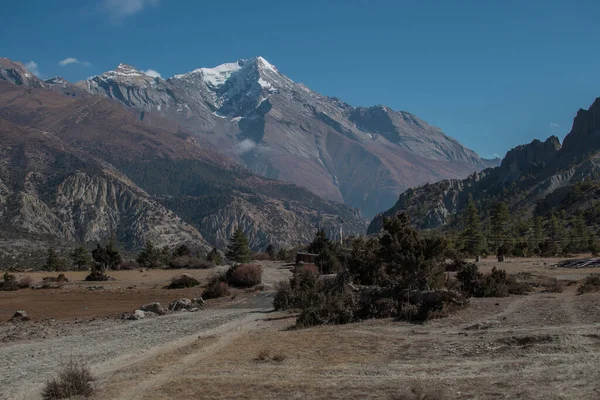 Mountain Trekking Circuito Dell Annapurna Valle Del Fiume Marshyangdi Himalaya — Foto Stock