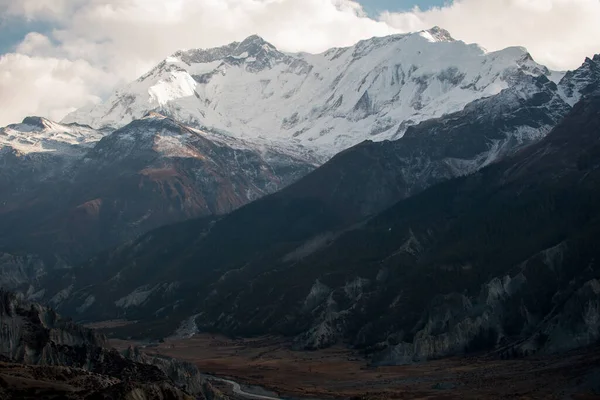 Mountains Trekking Annapurna Kredsløb Marshyangdi Floddal Himalaya Nepal Asien - Stock-foto