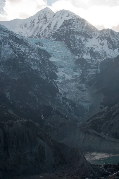 Bjerggletsjer Manang Landsby Trekking Annapurna Kredsløb Himalaya Nepal - Stock-foto