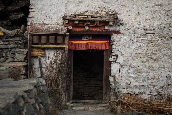 Eingang Praken Gompa Über Das Dorf Manang Trekking Annapurna Circuit — Stockfoto