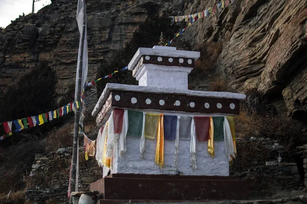 Buddhista Emlékmű Praken Gompa Felett Manang Falu Annapurna Áramkör Nepál — Stock Fotó