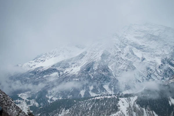 Montagne Innevate Himalayane Vicino Villaggio Ledar Circuito Trekking Annapurna Nepal — Foto Stock