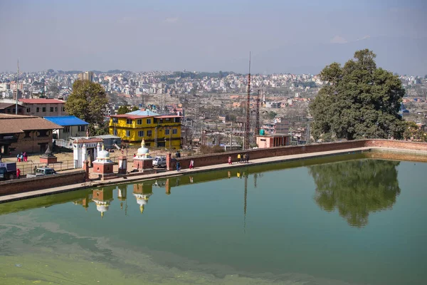 Bhaktapur Kathmandu Nepal Dezembro 2019 Vista Sobre Uma Lagoa Com — Fotografia de Stock