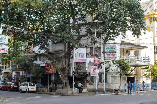 Kolkata India Febrero 2020 Una Esquina Calle Local Con Coches — Foto de Stock