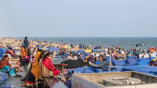 Puri India Febrero 2020 Personas Identificadas Asisten Mercado Puri Beach — Foto de Stock