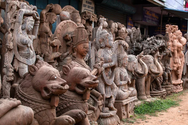 Several Brown Religious Stone Sculptures Display Sale Bhubaneswar Odisha India — Stock Photo, Image