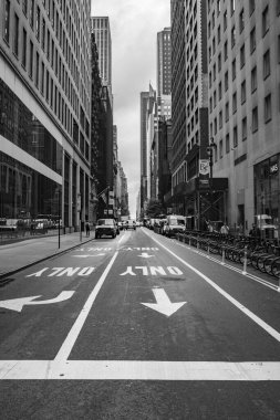 Manhattan 'ın şehir manzaraları. Çarpıcı gökdelenler. Cam ve betondan şehir