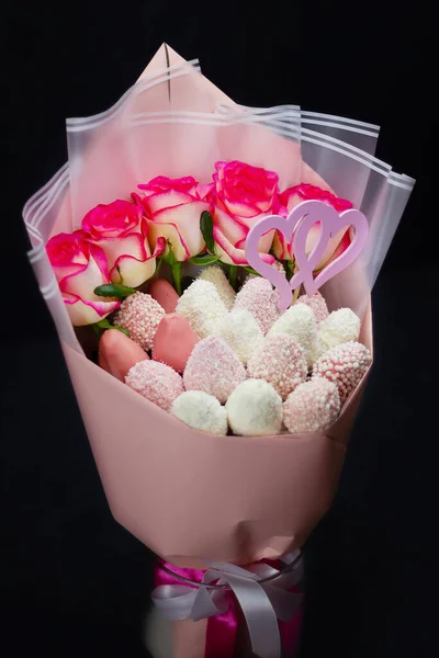 Съедобный Букет Конфетных Роз — стоковое фото