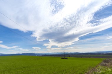 Bahar güneşli bir günde mavi gökyüzü ile