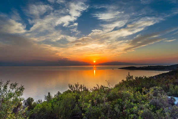 Pôr Sol Incrível Beira Mar Tons Quentes — Fotografia de Stock