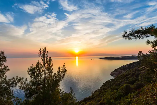 Pôr Sol Incrível Beira Mar Tons Quentes — Fotografia de Stock