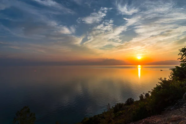 Pôr Sol Incrível Beira Mar Tons Quentes — Fotografia de Stock