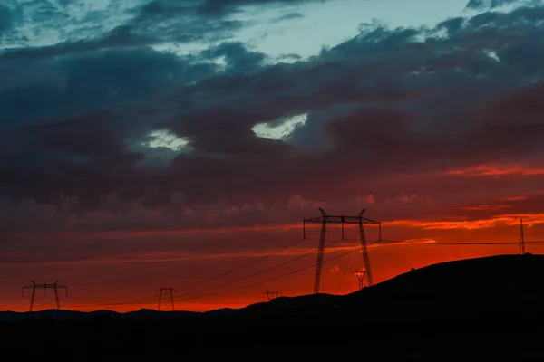Яскраво Червоне Небо Заходу Сонця — стокове фото