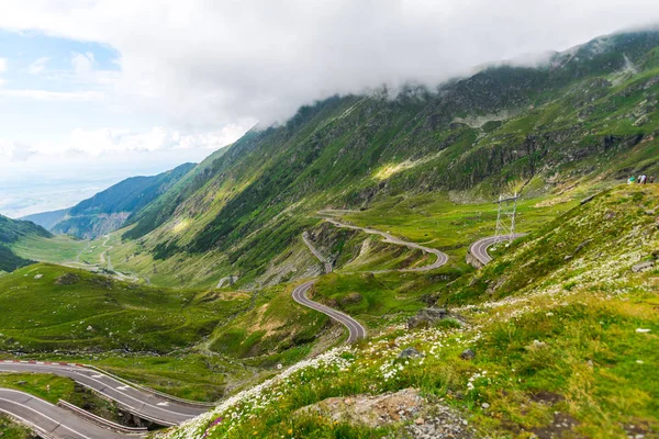 Montañas Con Caminos Nubes Transilvania — Foto de Stock