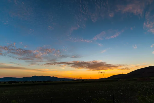 Krajobraz Zachodu Słońca Boisku — Zdjęcie stockowe