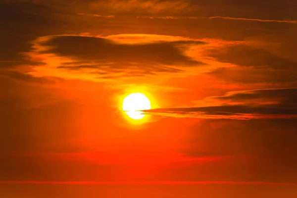 Oranžové Slunce Nebe Sluneční Svit Plnoformátový — Stock fotografie
