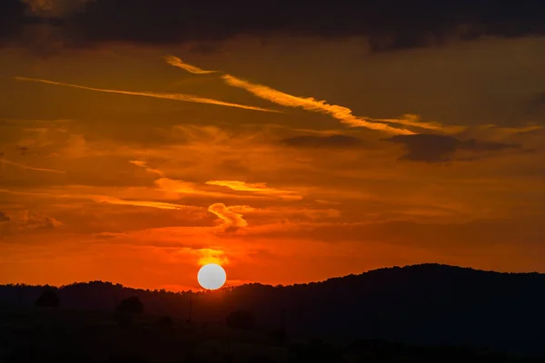 Bright Orange Sunset Mountains Natural Landscape — Stock Photo, Image
