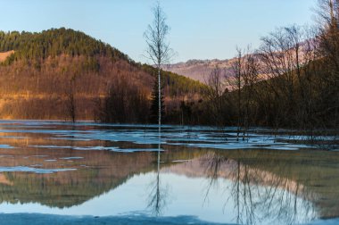 Sonbaharda dağların manzarası, Romanya.