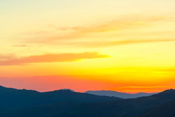 Dramatic Sunset Sky Hills Silhouettes — Stock Photo, Image