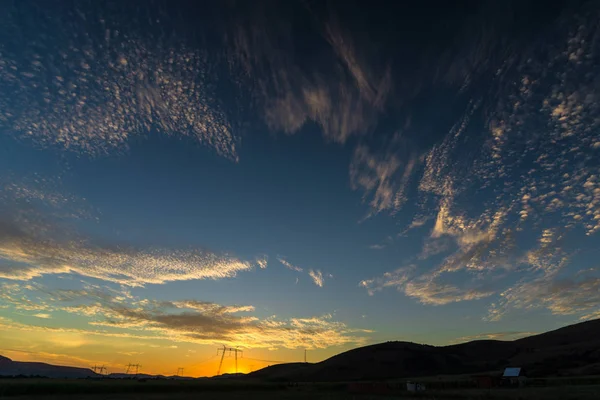 Ciel Avec Nuages Montagnes Silhouette Horizon — Photo