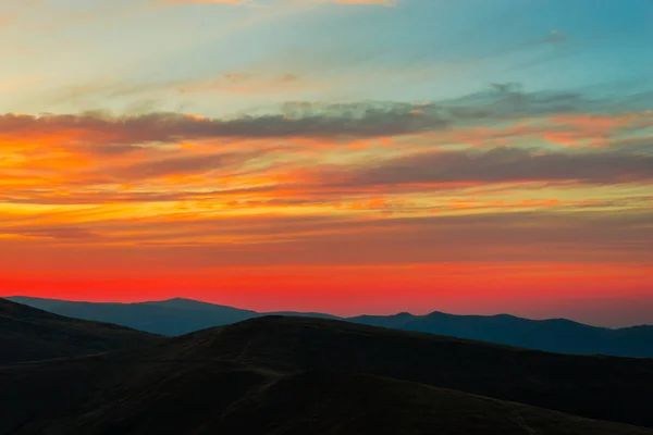 Red Sunset Sky Hills — Stock Photo, Image