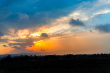 Gün batımı gökyüzü arka plan, doğa.