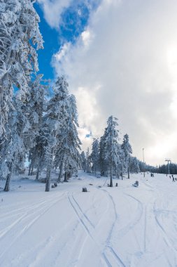 Romanya 'nın Clabucet kentinde kış kayak merkezi.