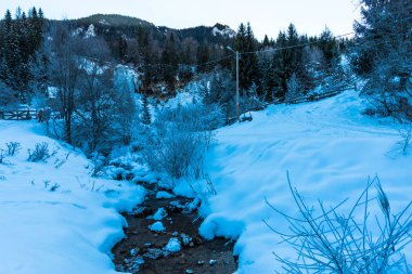 Karlı dağlar, Romanya seyahat.