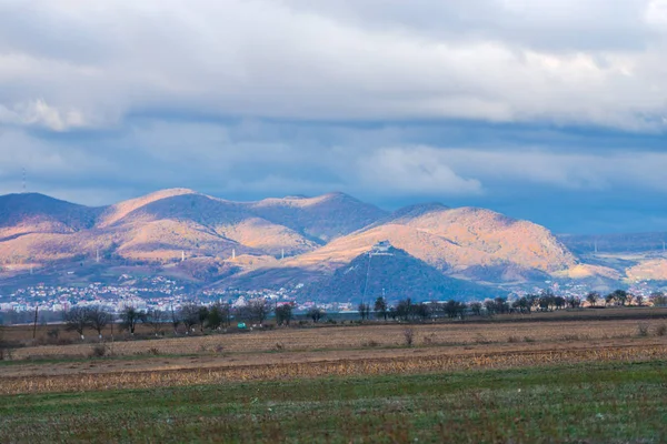 rainy sky and natural landscape with mountains