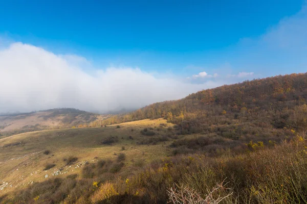 Sonbahar Tepeler Alanların Havadan Görünümü — Stok fotoğraf