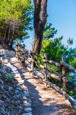 Plaja yakın ahşap çit ile Kayalık yol
