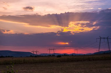 gökyüzü ve iletim Polonyalılar pembe mor günbatımı