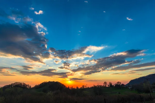 Величественный Красочный Закат Восход Солнца Небо Облаками — стоковое фото