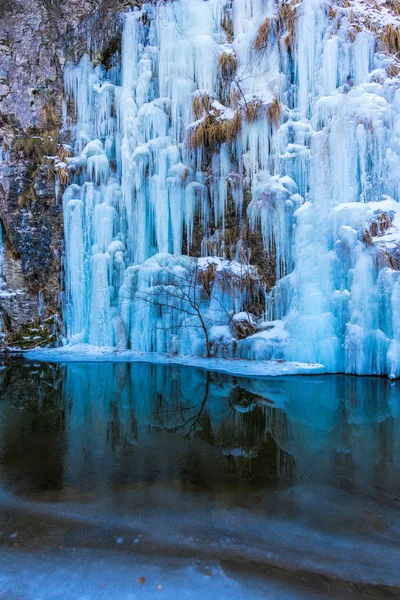 Cascada Bosque Congelado Invierno — Foto de Stock