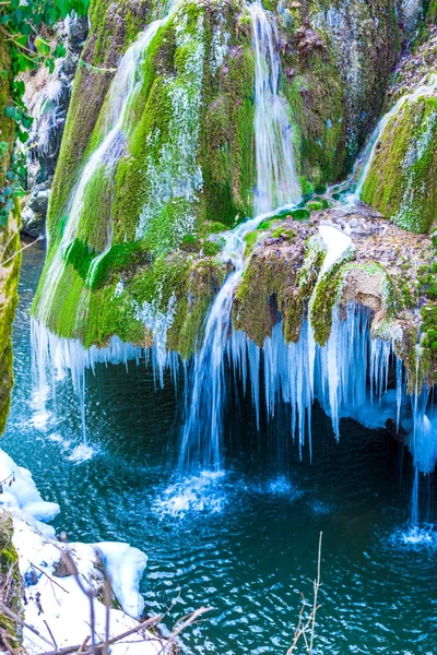 Floresta Congelada Cachoeira Inverno — Fotografia de Stock