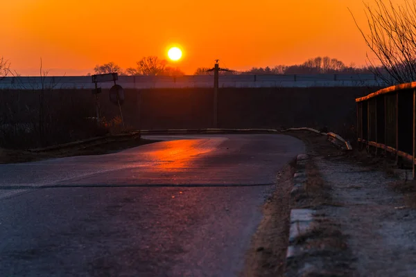 Road Colourful Sunset Sky Background — Stock Photo, Image