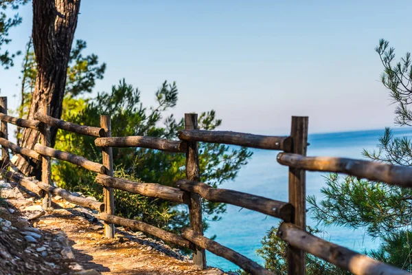 Felsweg Mit Holzzaun Strandnähe — Stockfoto