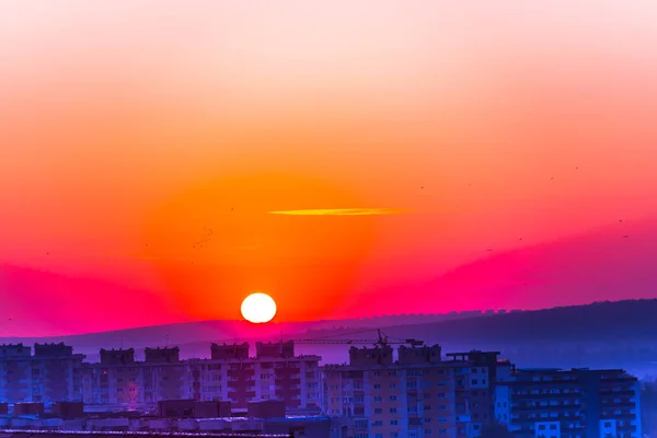 Cityscape Dramatic Sunset Background — Stock Photo, Image