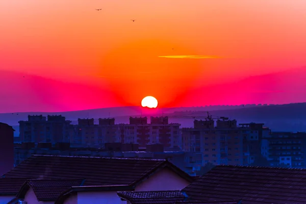 Cityscape Dramatic Sunset Background — Stock Photo, Image