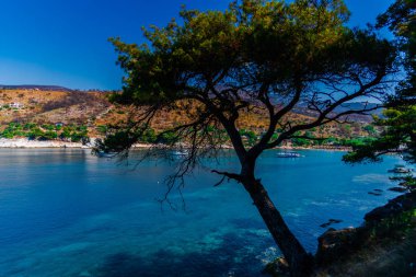 Seascape arka plan, Yunanistan'a seyahat.