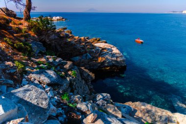 Seascape arka plan, Yunanistan'a seyahat.