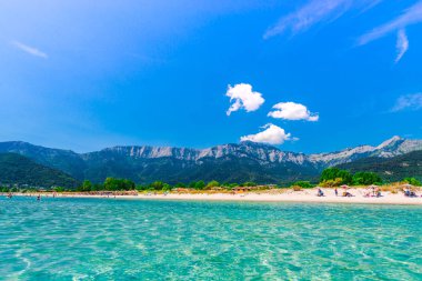 Zakynthos, Yunanistan - 31 Ağustos 2016: Açık deniz suyunun tadını çıkaran turistler.