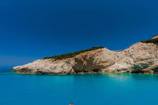 Pintoresca Vista Acantilado Mar Mediterráneo Grecia —  Fotos de Stock