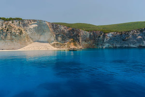 Vista Costeira Pitoresca Mar Mediterrâneo Das Rochas Grécia — Fotografia de Stock