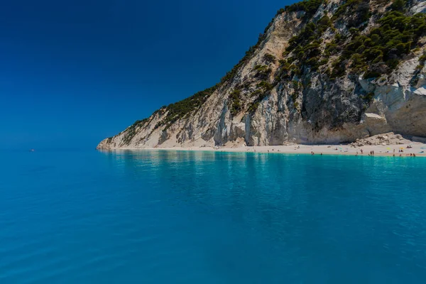 Geweldige Turquoise Water Lefkada Eiland Griekenland Resort Met Bergen Perzik — Stockfoto