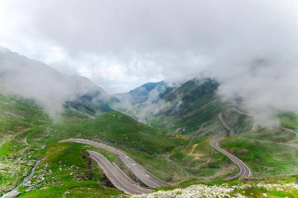 Montagne Con Strade Nuvole Transfagarashan Higway — Foto Stock