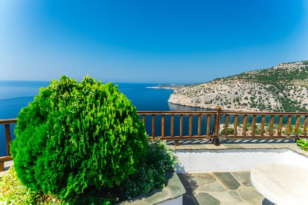 Sommer Auf Der Insel Thassos Griechischer Küste Und Aussichtspunkt Mit — Stockfoto