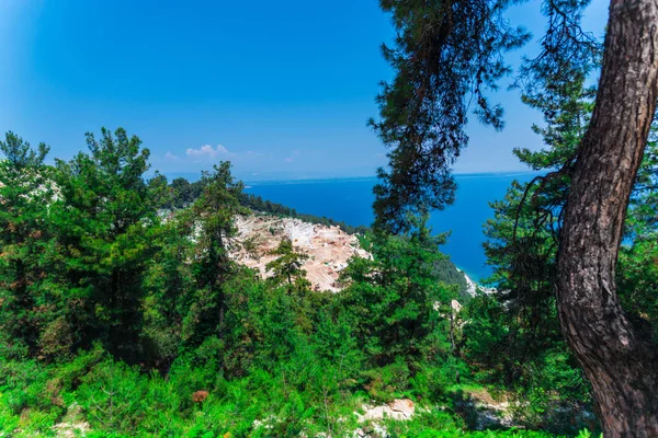 Grüne Bäume Und Blaues Meerwasser Sommerurlaub — Stockfoto