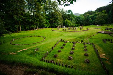 Sarmizegetusa Regia harabeleri, andezit tapınanlar, Romanya detay görünümü.